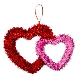 Valentine Double Heart Tinsel Wreath/Wall Decor